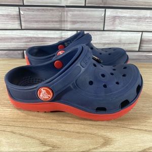 Crocs Classic Blue and Red With Cars Charm Boys 8